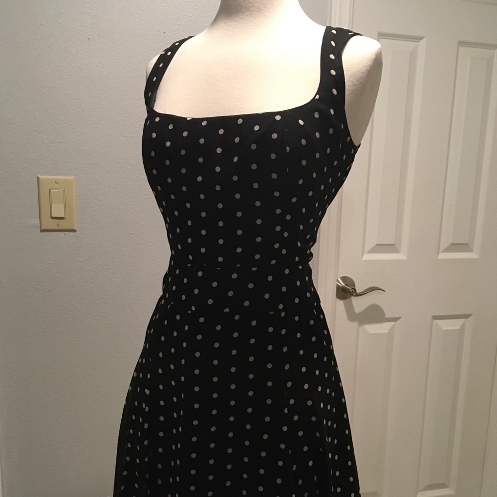 INC navy and cream polka dot dress